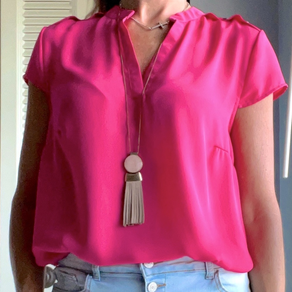 Pink Blouse with 1/4 Sleeve